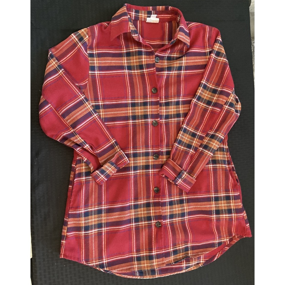 LuLaRoe‎ Shirt Womens Medium Red Plaid Button Down Long Sleeve Tunic Pockets